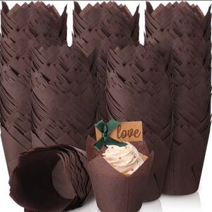 200 pcs Brown Cupcake Wrappers for Parties
